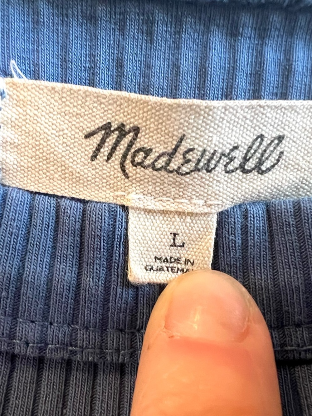 Madewell Ribbed Square-Neck Crop Tank in Denim Blue - Picture 2 of 6